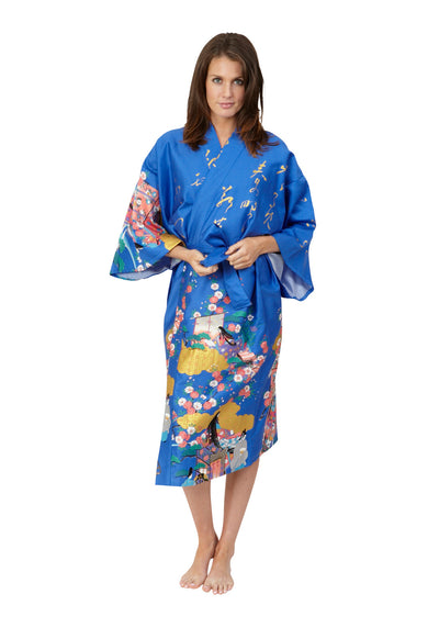 Spring short kimono, haori, kimono jacket, kimonos, kimono Australia, beach kimono, robes, kimono jacket, Japanese kimono #colour_blue