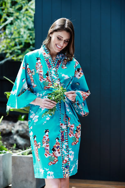 short kimono, haori, kimono jacket, kimonos, kimono Australia, beach kimono, robes, kimono jacket, Japanese kimono #colour_turquoise