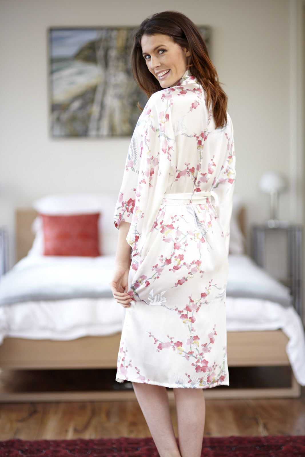 silk kimono style dressing gown Silk Kimono Dress slate