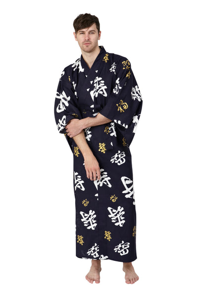 Kimono mens, mens kimono, men’s kimono, male yukata, male kimono, men kimono, mens bathrobe, mens robe, japanese kimono #colour_navy