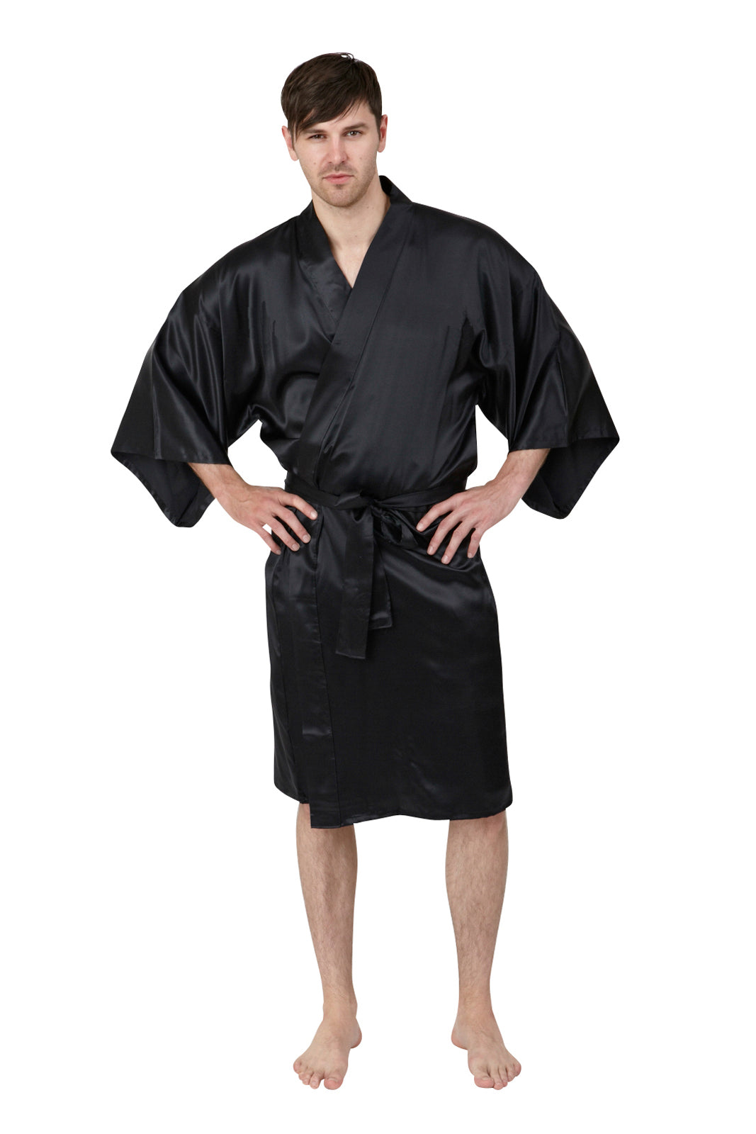 Noir Men Kimono Robe - sustainable vegan silk for the modern you