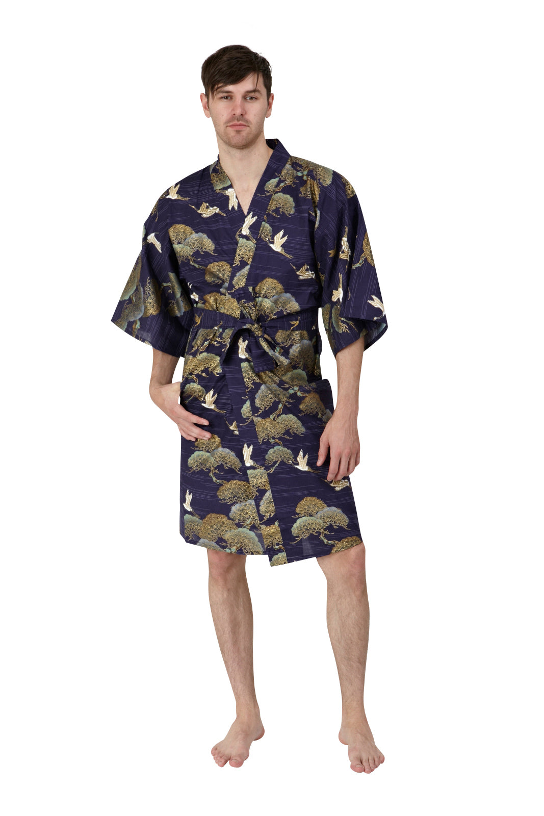 kimono dressing gown short Short Kimono Robe - Summer Toile - Aegean Blue, XXL