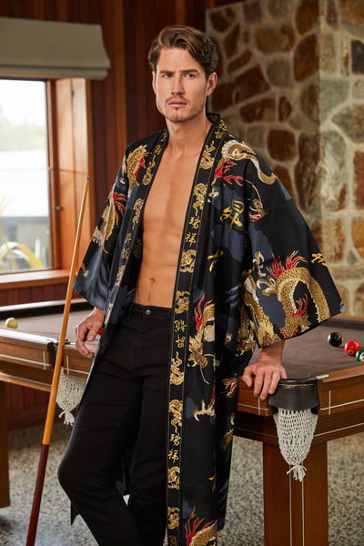 Kimono mens, mens kimono, men’s kimono, male yukata, male kimono, men kimono, mens bathrobe, japanese dressing gown, mens robe #colour_black