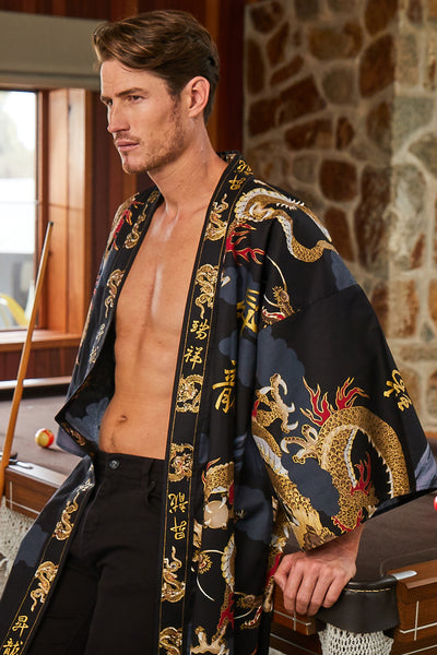 Kimono mens, mens kimono, men’s kimono, male yukata, male kimono, men kimono, mens bathrobe, mens robe #colour_black