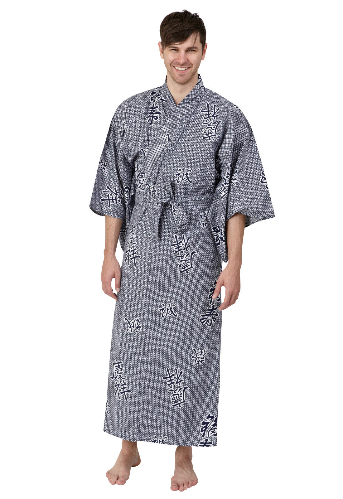 FANCY PUMPKIN Jinbei Men's Japanese Yukata Kimono Home Robe Pajamas  Dressing Gown A15 【Size L】 at Amazon Men's Clothing store