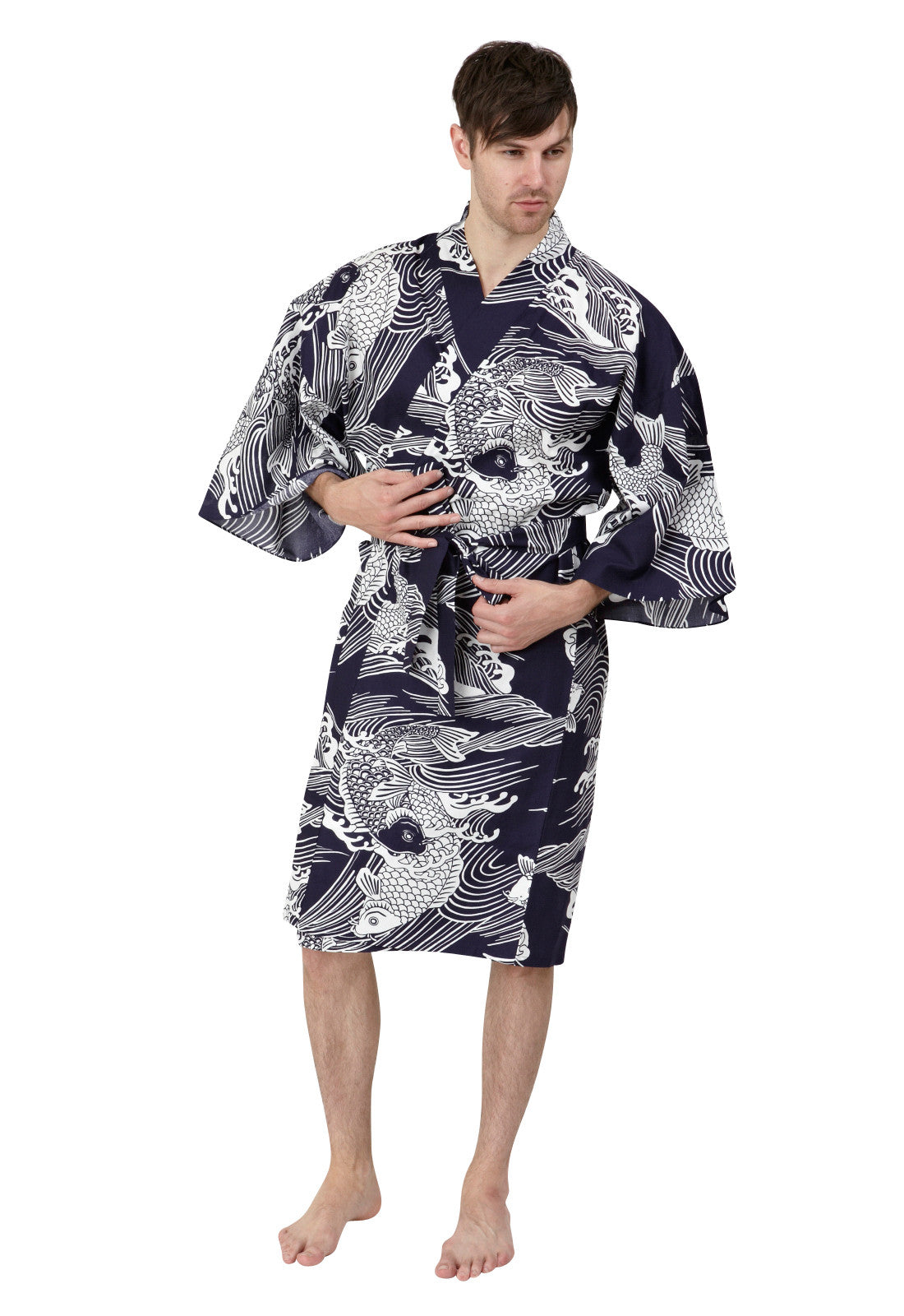 Men's Short Cotton Kimono Robe