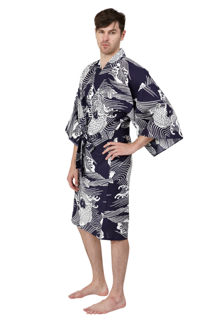 Men's Short Cotton Kimono Robe