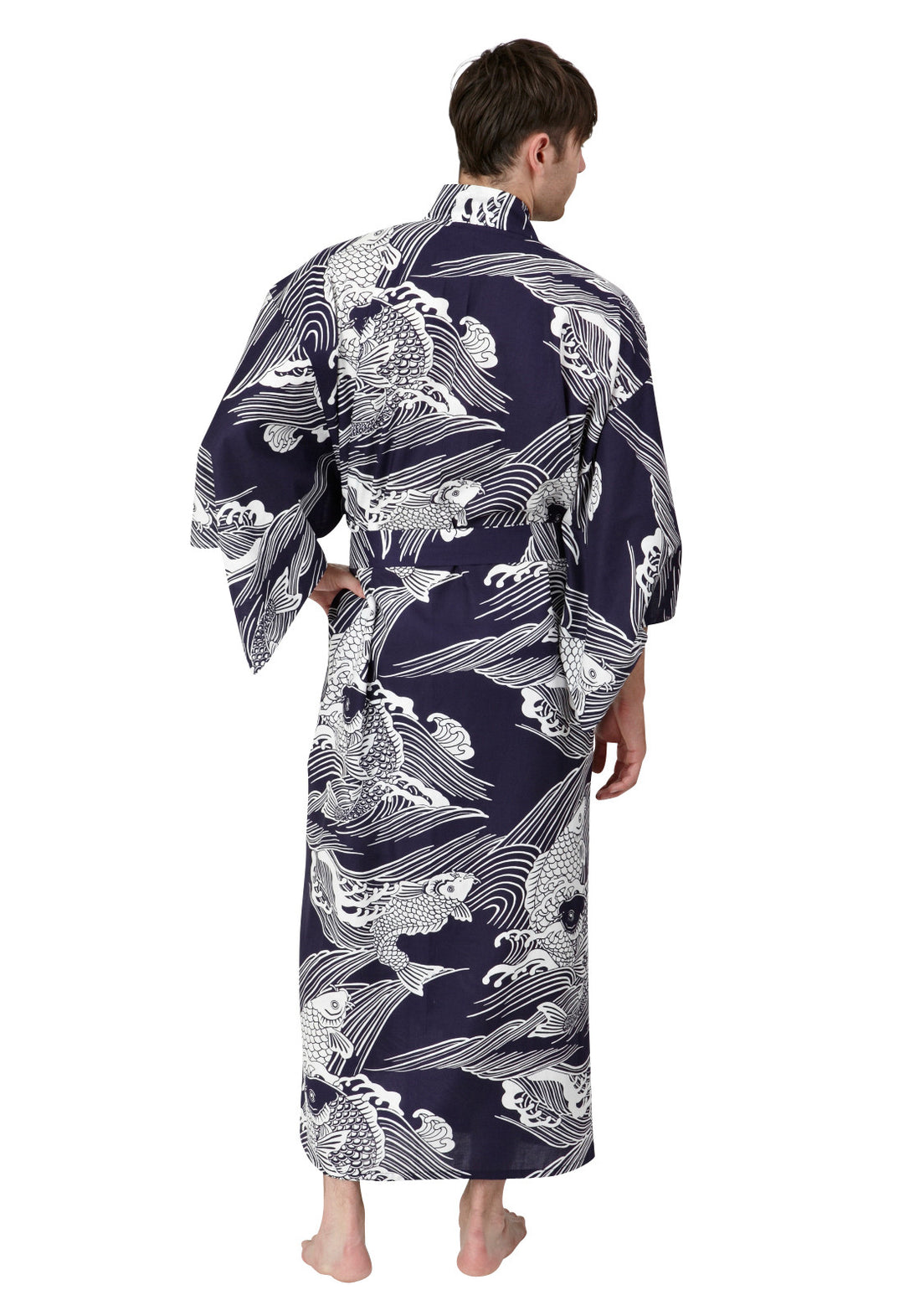 Men's Plus Size Cotton Kimono Robe – Koi Navy