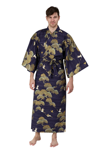 Kimono mens, mens kimono, men’s kimono, male yukata, male kimono, men kimono, mens bathrobe, mens robe #colour_navy