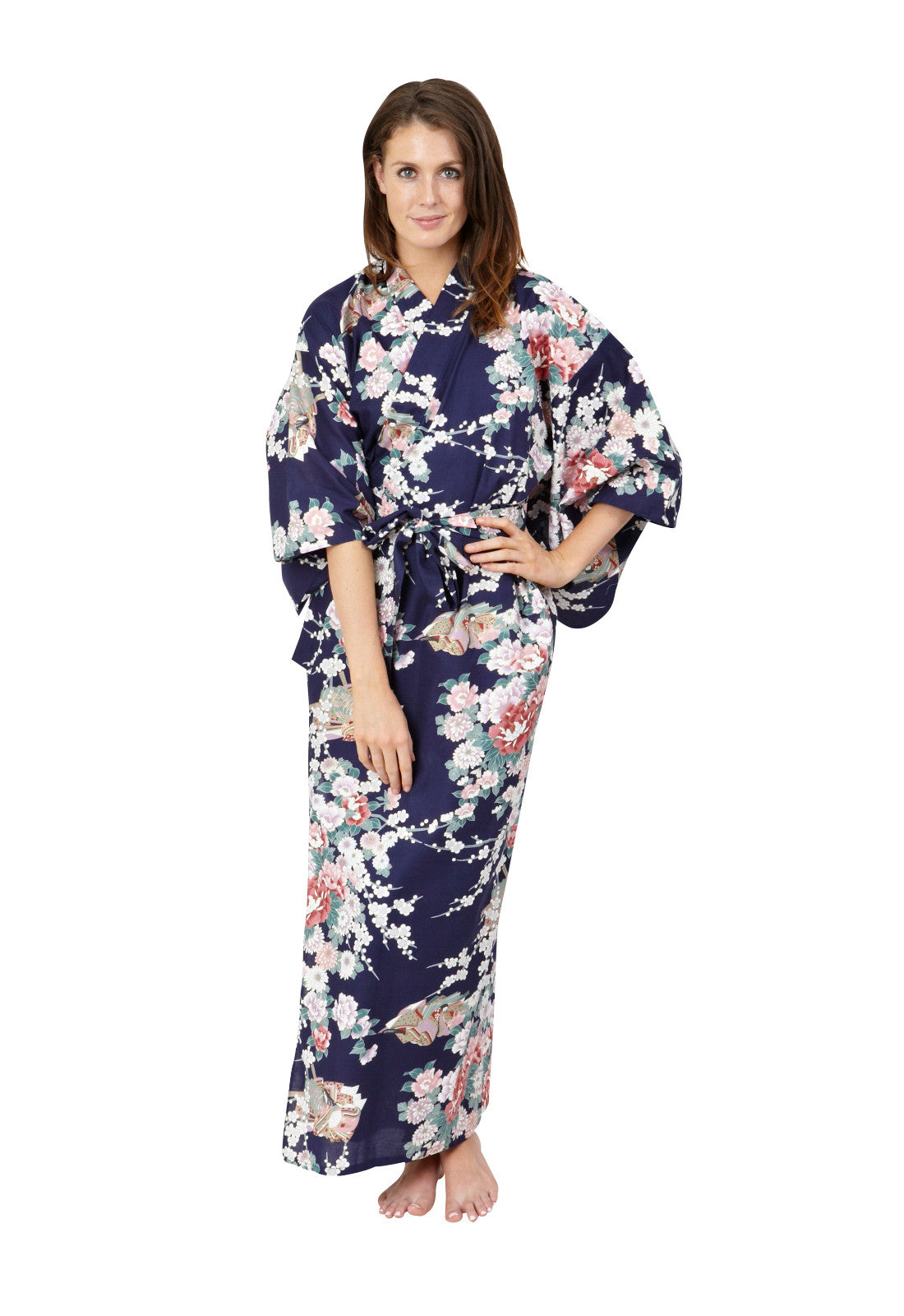 Long cotton kimono robe bathrobe – Beautiful Robes