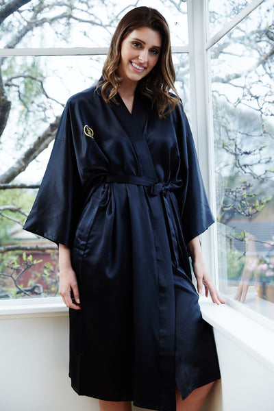Mitsumon Womens Short Silk Kimono - Beautiful Robes