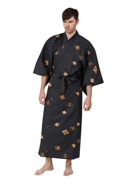 Kimono mens, mens kimono, men’s kimono, male yukata, male kimono, men kimono, mens bathrobe, mens robe #colour_black
