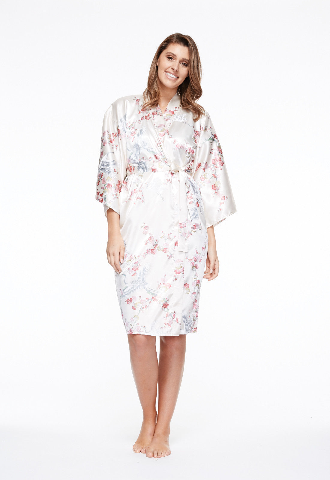 Short satin kimono robe, black kimono robe – Beautiful Robes