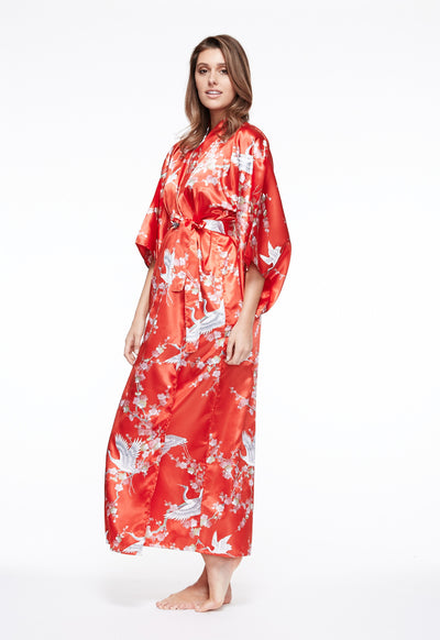 Satin kimono, satin robe, satin robes, long satin robe, short satin robe, satin robes Australia - Beautiful Robes #colour_red