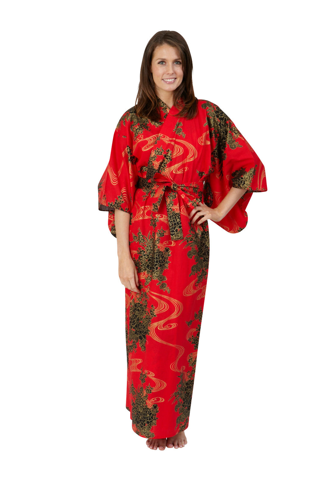 Flowing Cotton Kimono Robe — Long