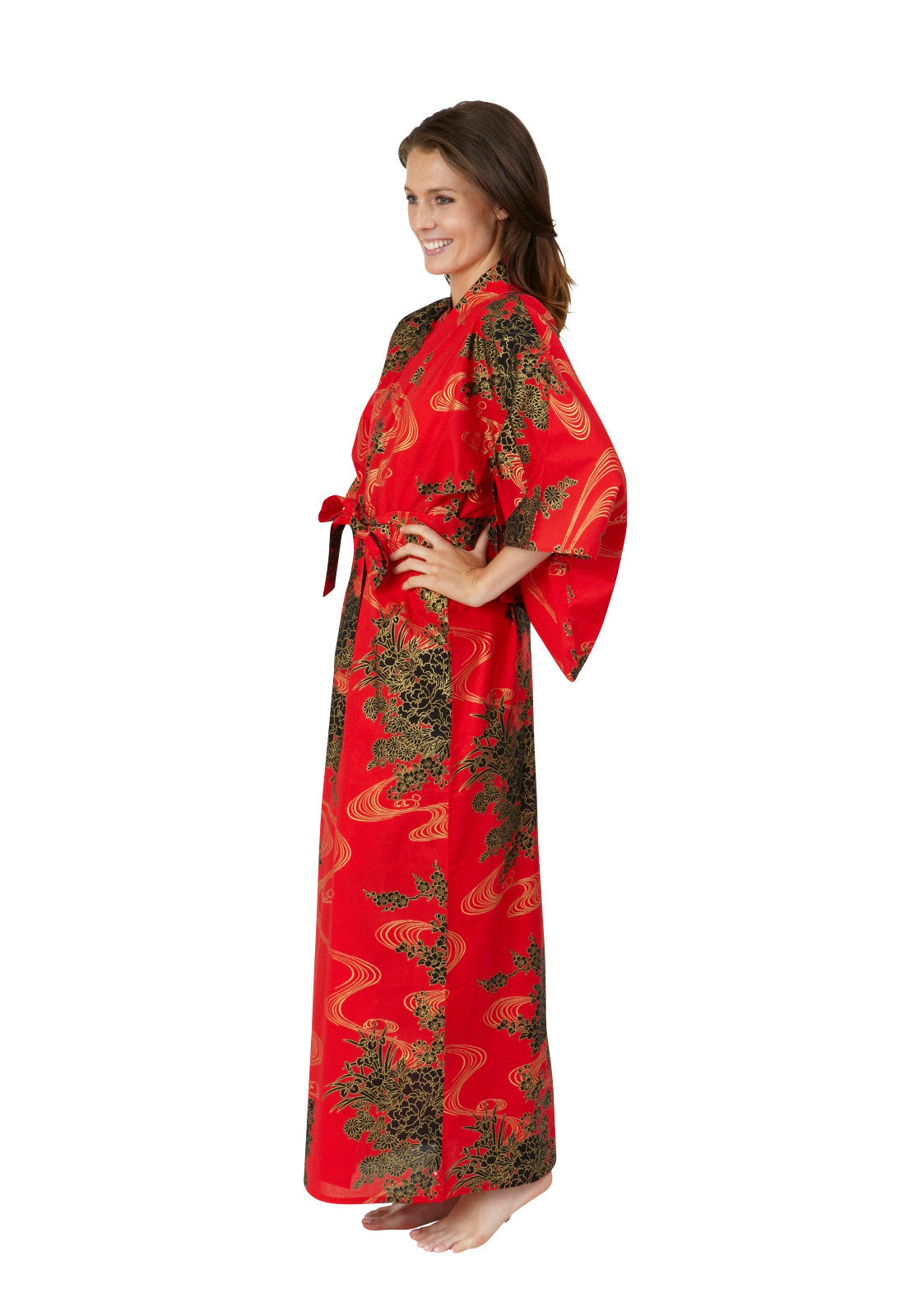 Kusaibi Robe Flowing Cotton Kimono Robe — Long | Japanese-Inspired Yukata ...