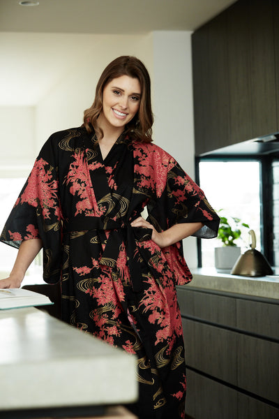 Women's Super Plus Size (4X-6X) Silky Short Kimono Robe #3028XX