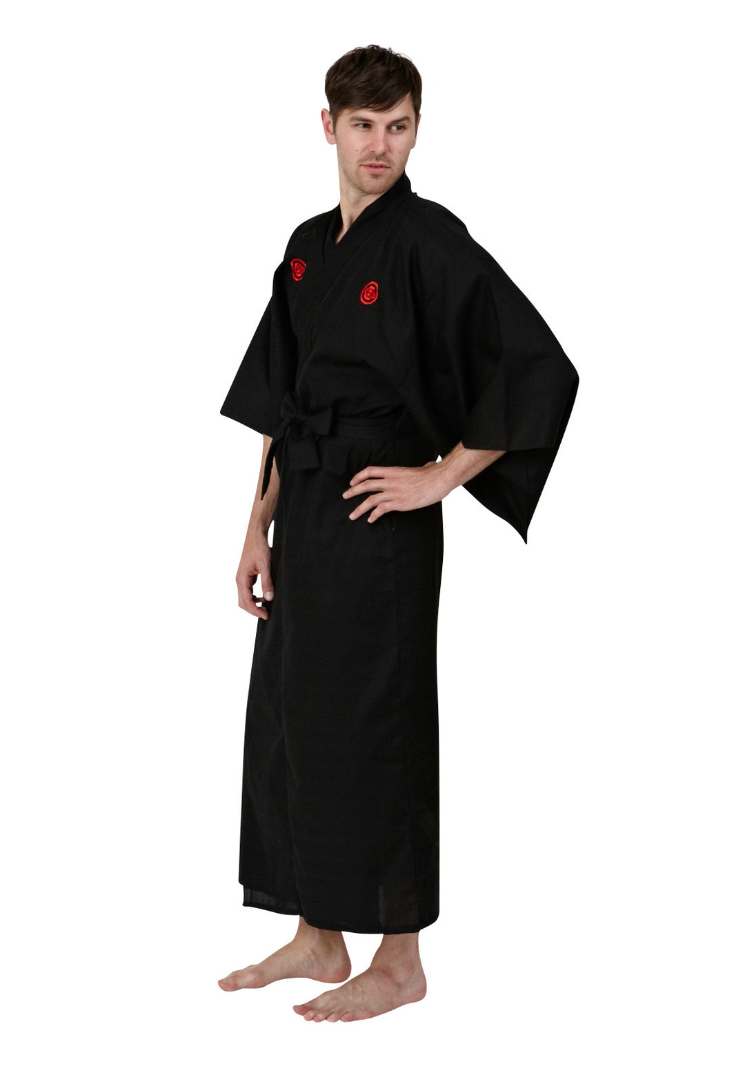 japanese dressing gown mens Men Silky Satin Kimono Robe Soft Dragon Bathrobe Male Lounge Home Wear Sleepwear Plus Size M-7XL,Black,M at Amazon Men's Clothing store Climbing out of bed Men's Kimono Japanese Jinbei Shirt