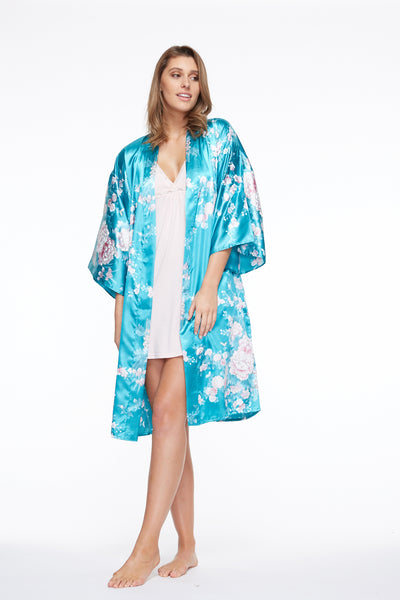 satin robe, satin kimono, silk kimono Australia, robes, kimono robes, bath robe, silk dressing gown, kimono dressing gown, silk kimono robe, satin robe australia #colour_turquoise