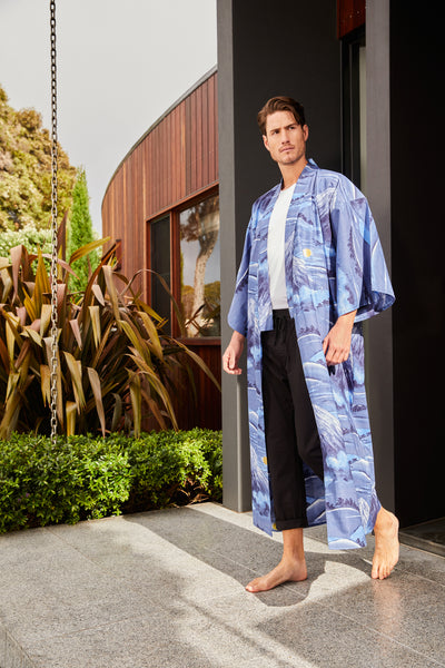 Kimono mens, mens kimono, men’s kimono, male yukata, male kimono, men kimono, mens bathrobe, mens robe #colour_blue